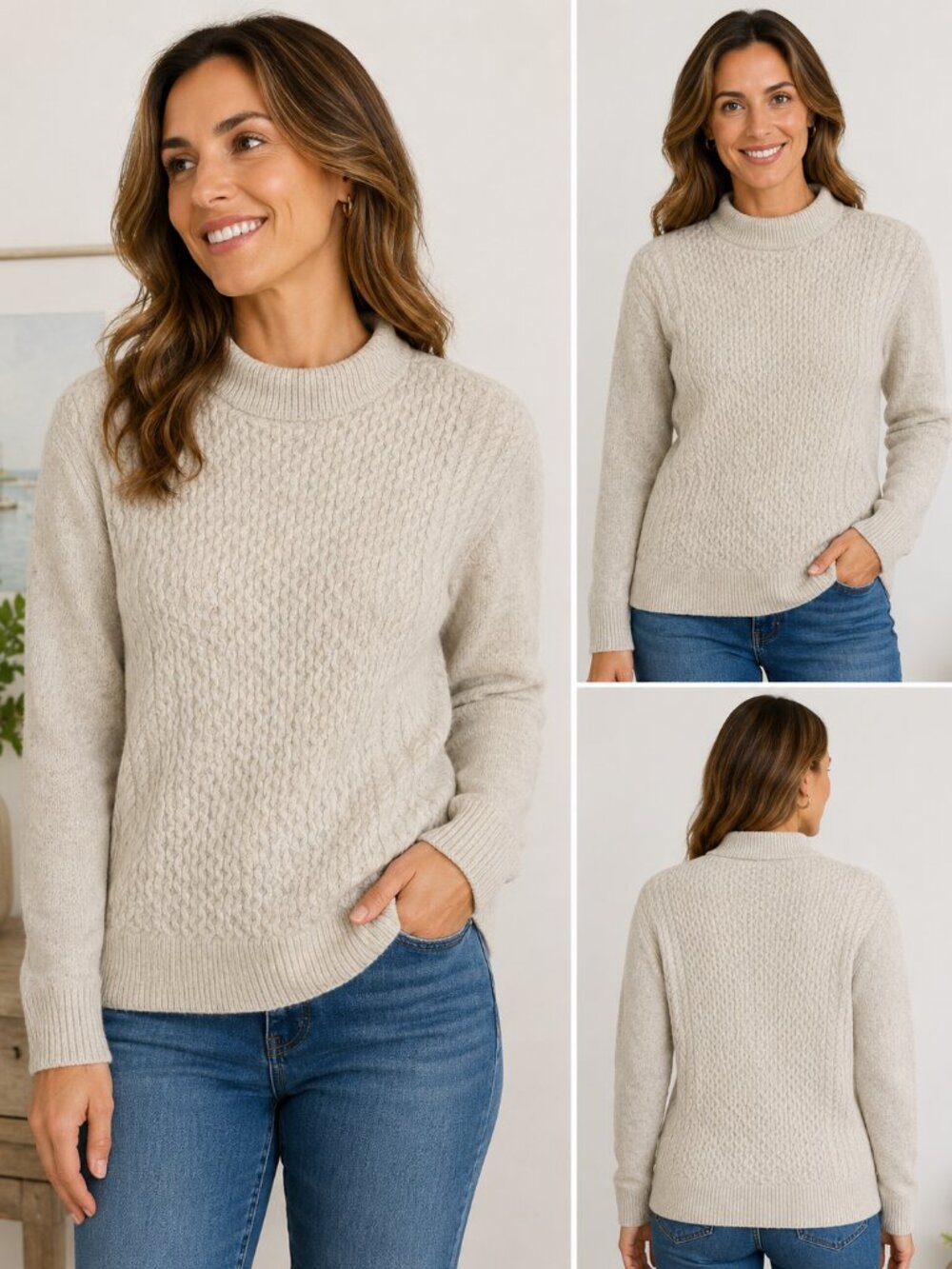Vineyard Vines Cashmere Merino Wool Cable Knit Mock Neck Sweater S